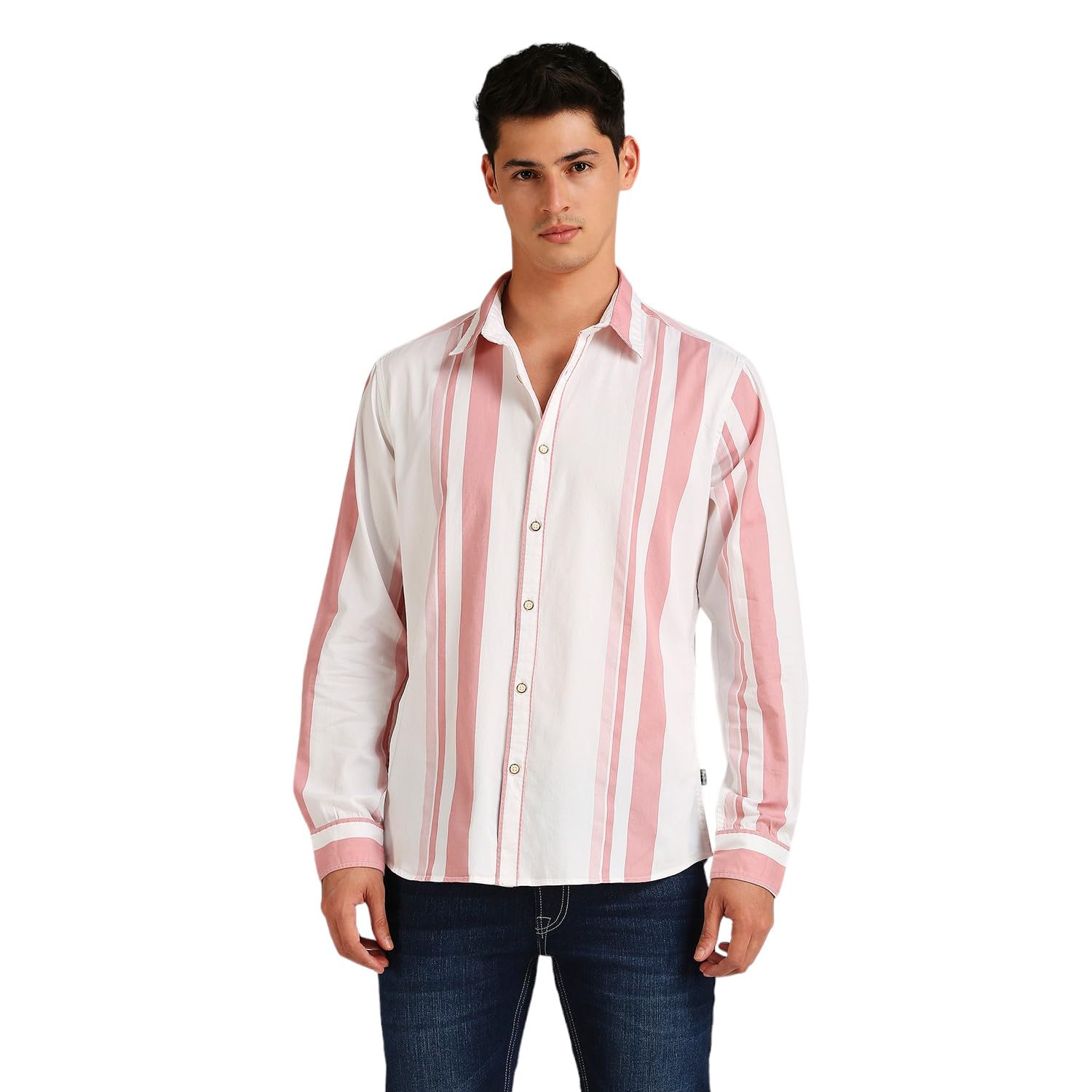 Pepe Jeans MenS Striped Regular Fit Shirt (Pm308750_Pink