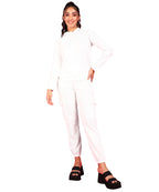 POPWINGS Casual Self Design Solid Sweatshirt and Joggers Co-Ords Set for Women | Trendy Stylish Top and Bottom Set for Women | W