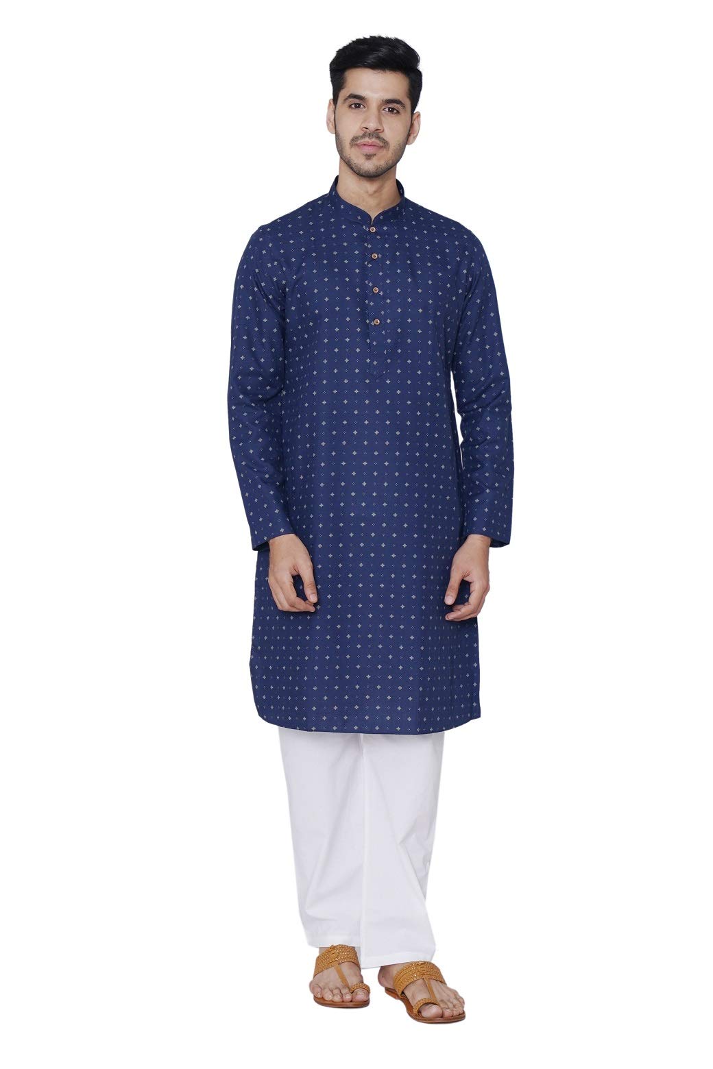Manyavar MenS Cotton Regular Fit Kurta Only (Ml11964-306_Blue_M)