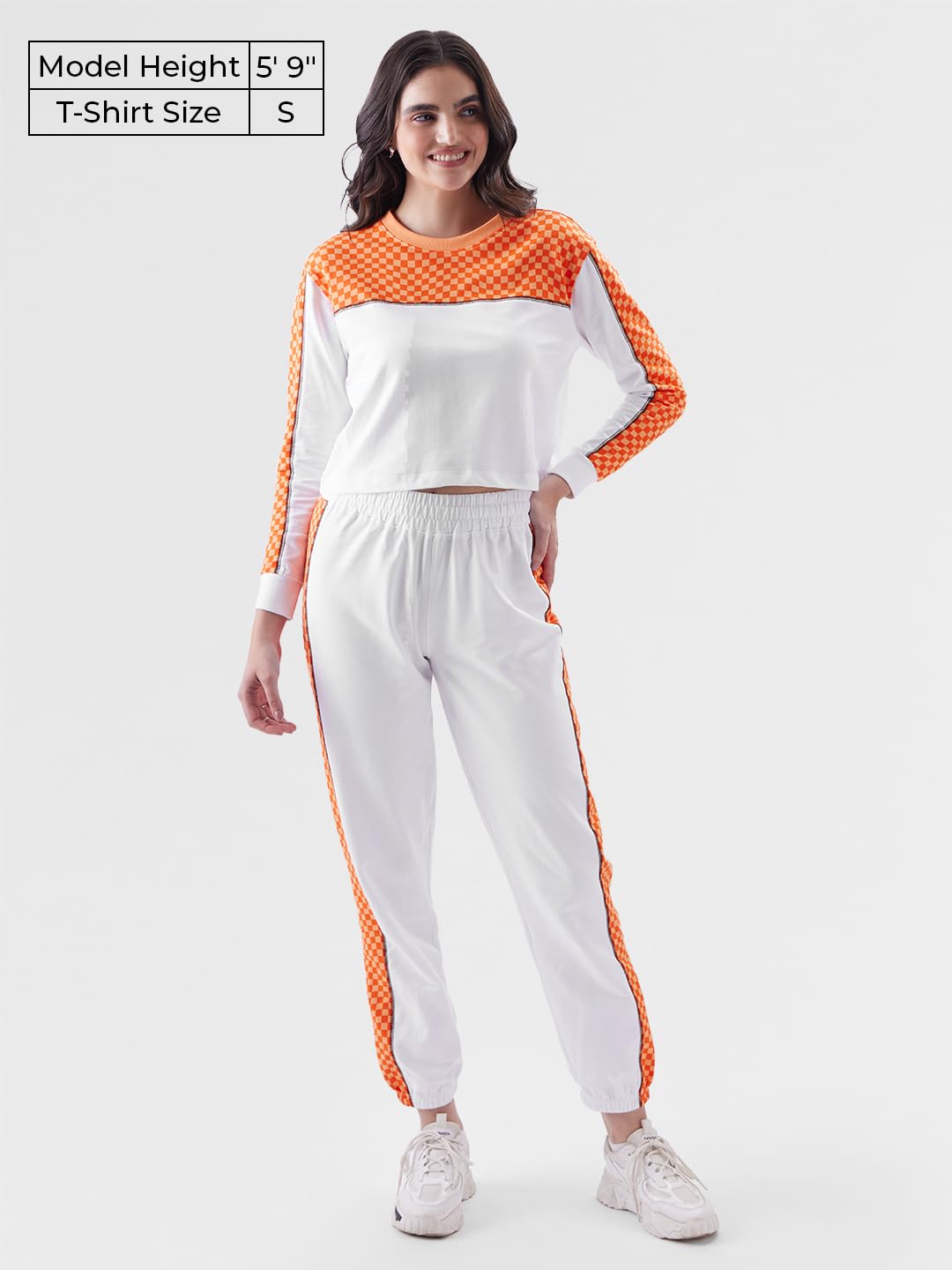 The Souled Store Original Orange Racer Women Oversized Cropped T-Shirts