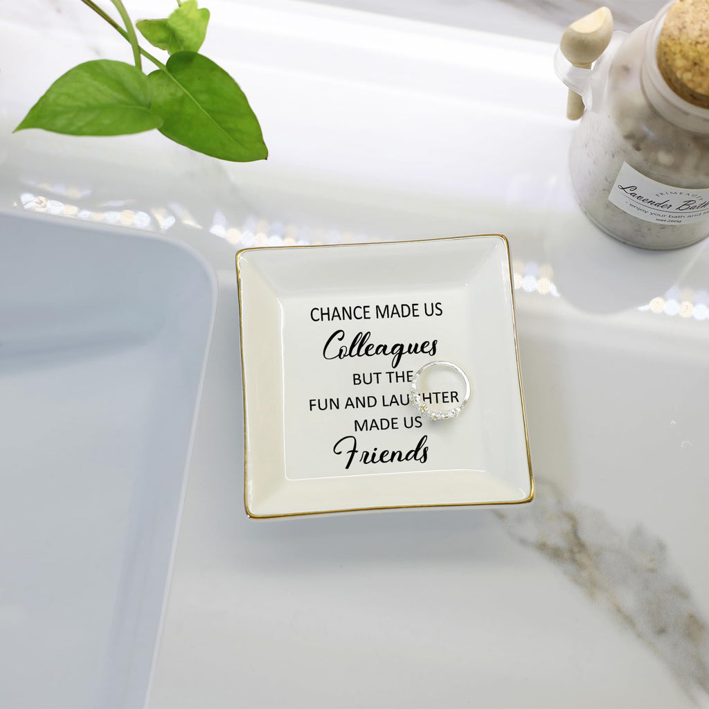 HOME SMILE Colleague to Friend Gifts for Women Jewelry Tray- Retirement Leaving Farewell Appreciation Birthday Christmas-Chance