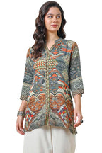 Soch Womens Multicolour Vicose Muslin Abstract Print Tunic With Beads