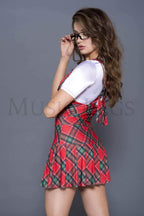 Music Legs 25100-AS SHOWN 2 Piece Plaid Suspender Skirt with Satin Crop Top