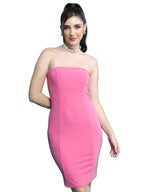 Ketch WomenS Cotton Blend Solid Strapless Bodycon Dress Above The Knee Khj6000605_Pink