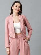 Kotty WomenS Solid Single Breasted Casual Blazer Light Pink