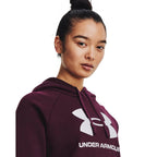 Under Armour Womens Rival Fleece Big Logo Hoodie, (600) Dark Maroon / / White, X-Small