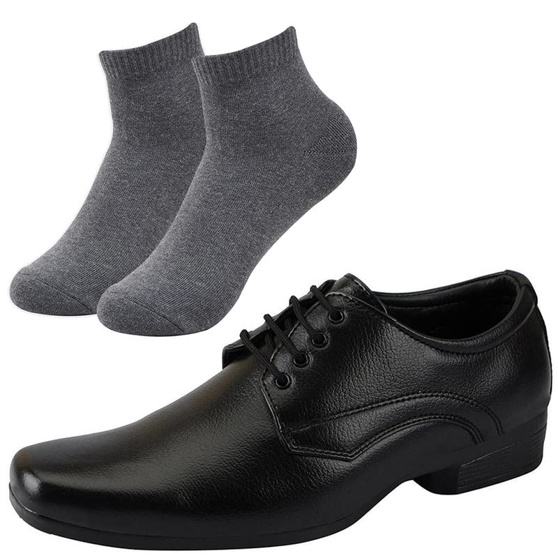 Vitoria l Men Black Lace_Up Formal Shoes with Dark Gray Socks/6 6