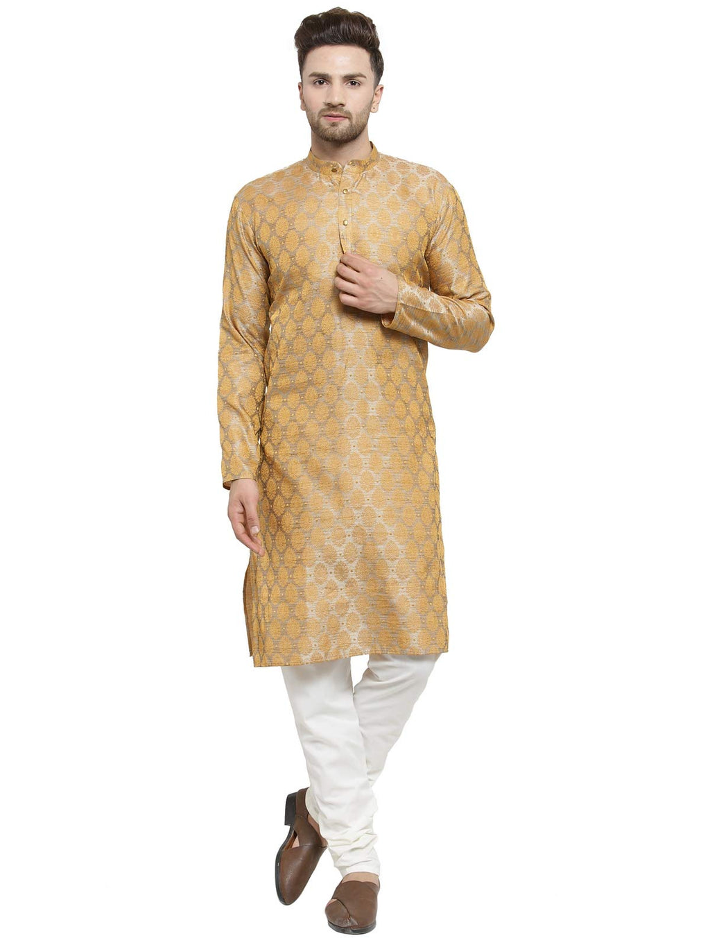 Jompers Mens Jacquard Silk Kurta And Pyjama