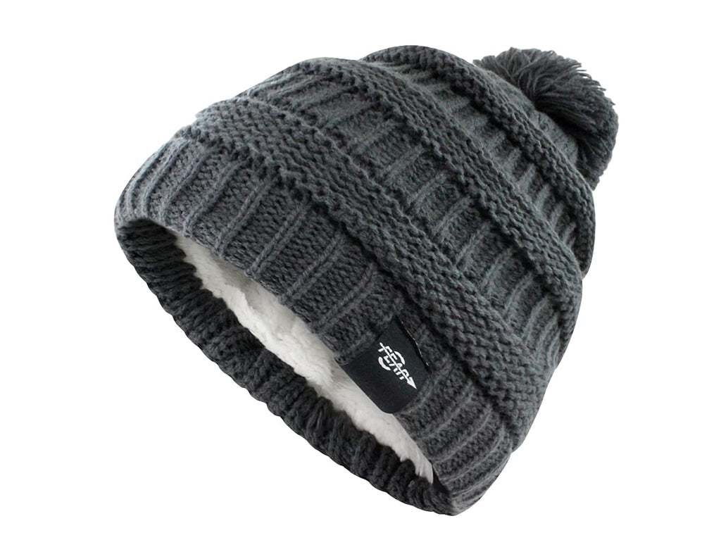 Fear0 NJ Warmest Plush Insulated Lining Knit cable Pom-Pom Beanie Hat Women(D0102H79VMT)