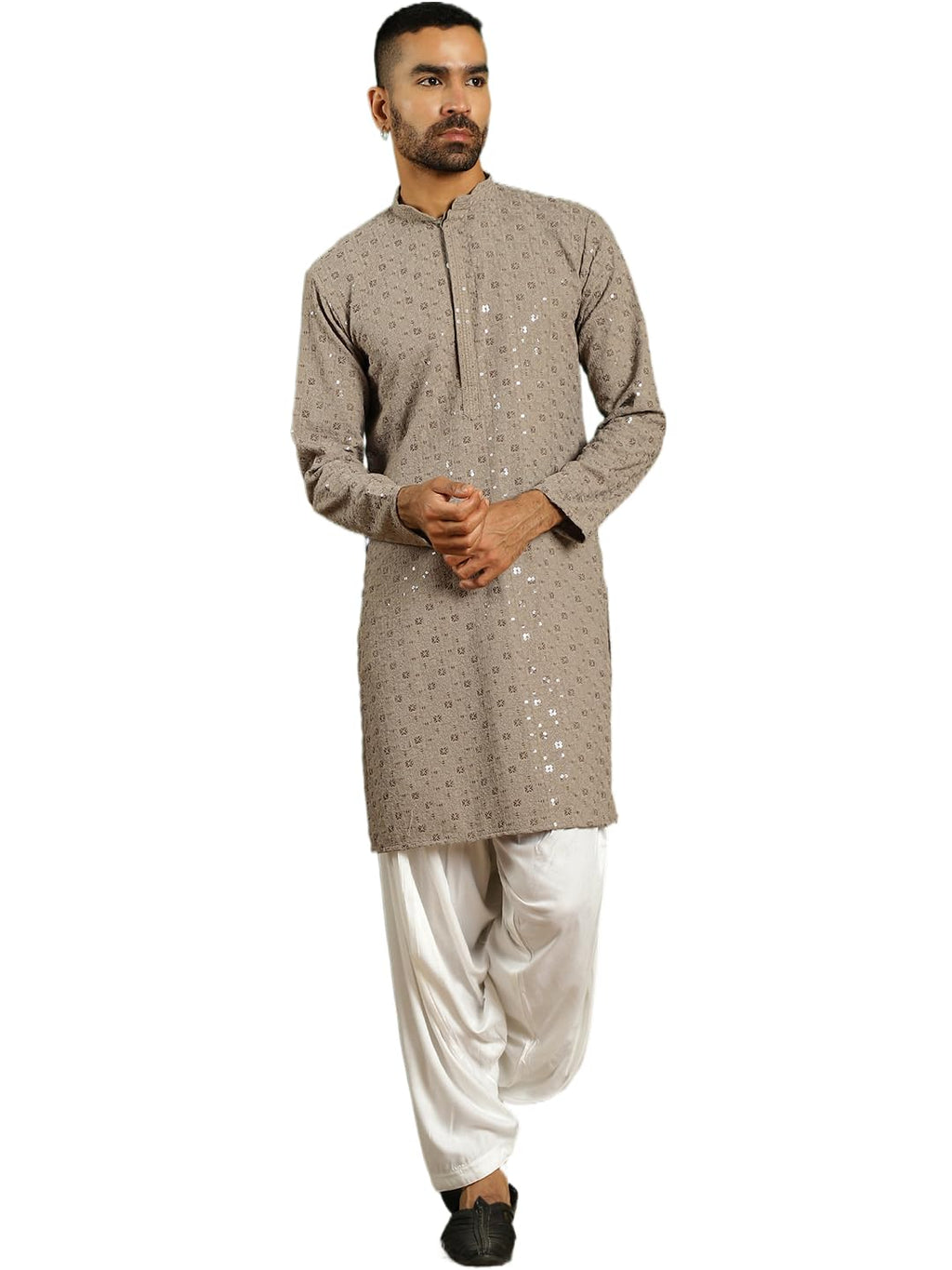 Jompers Mens Embroidered And Sequins Kurta With Salwar