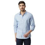 Thomas Scott Mens Solid Slim Fit 100% Cotton Casual Shirt with Spread Collar and Long Sleeve Blue