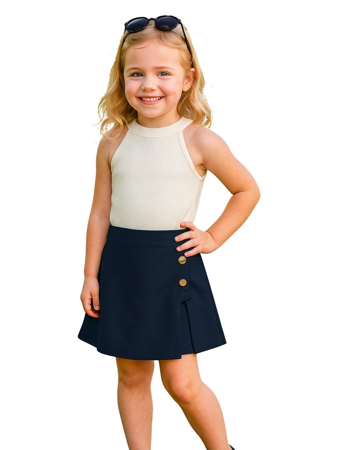 A.T.U.N. (ALL THINGS UBER NICE) Girls Stylish Two Piece Outfit Set with Sleeveless Tank Top and Skort | Casual Summer Clothing