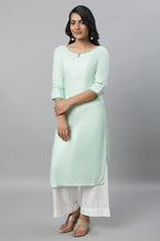 Aurelia Womens Viscose Solid Regular Kurta (23FEA12231-702550_Green