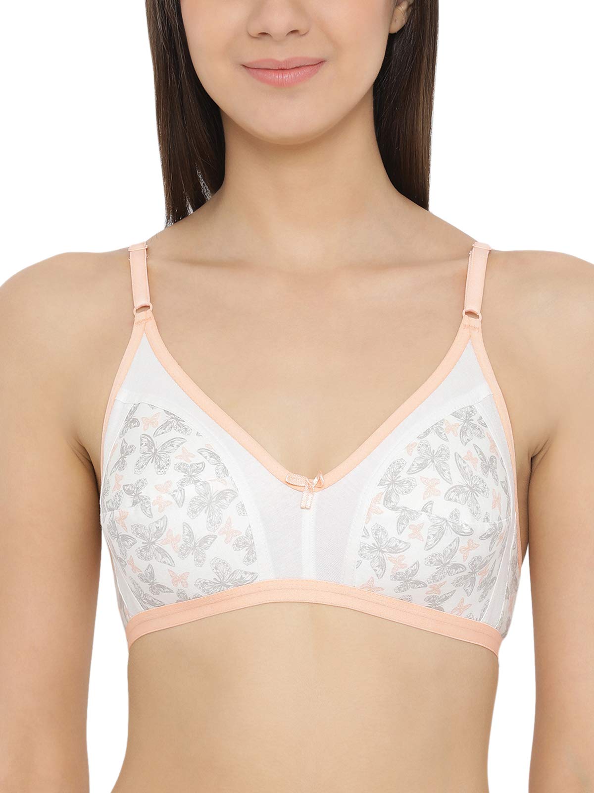 Clovia Womens Cotton Non Padded Non Wired Butterfly Print Bra (BR1075M18_White_32C)
