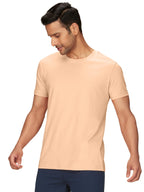 XYXX Mens Solid Regular Fit T-Shirt (XY_CR15_Tshirt_2_Pine Green+Peach Blush
