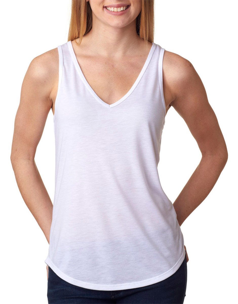 Ladies Flowy V-Neck Tank - cORAL - S(D0102H7K5N2)