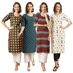 Pinkmint Women'S Crepe Digital Print Straight Kurta [Pack Of 4](387-384-382-386-L)