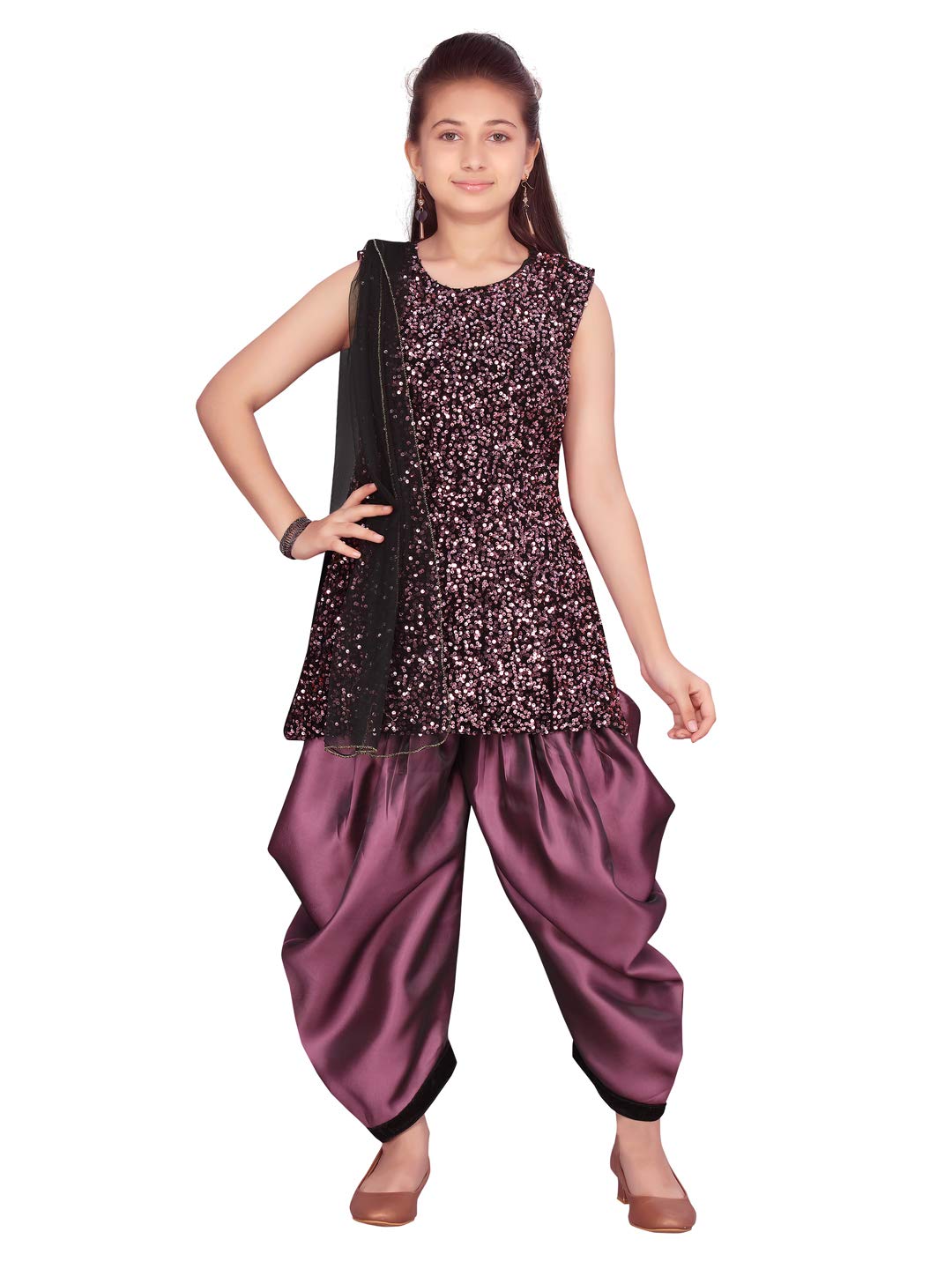 Aarika Girls Purple Colour Patiala Suit Set