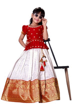 White Button New Latest GirlS Pattu Pavadai Readymade Lehenga Choli For Girls Dress