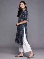 Libas WomenS Cotton Printed Straight Kurta (26190_Blue