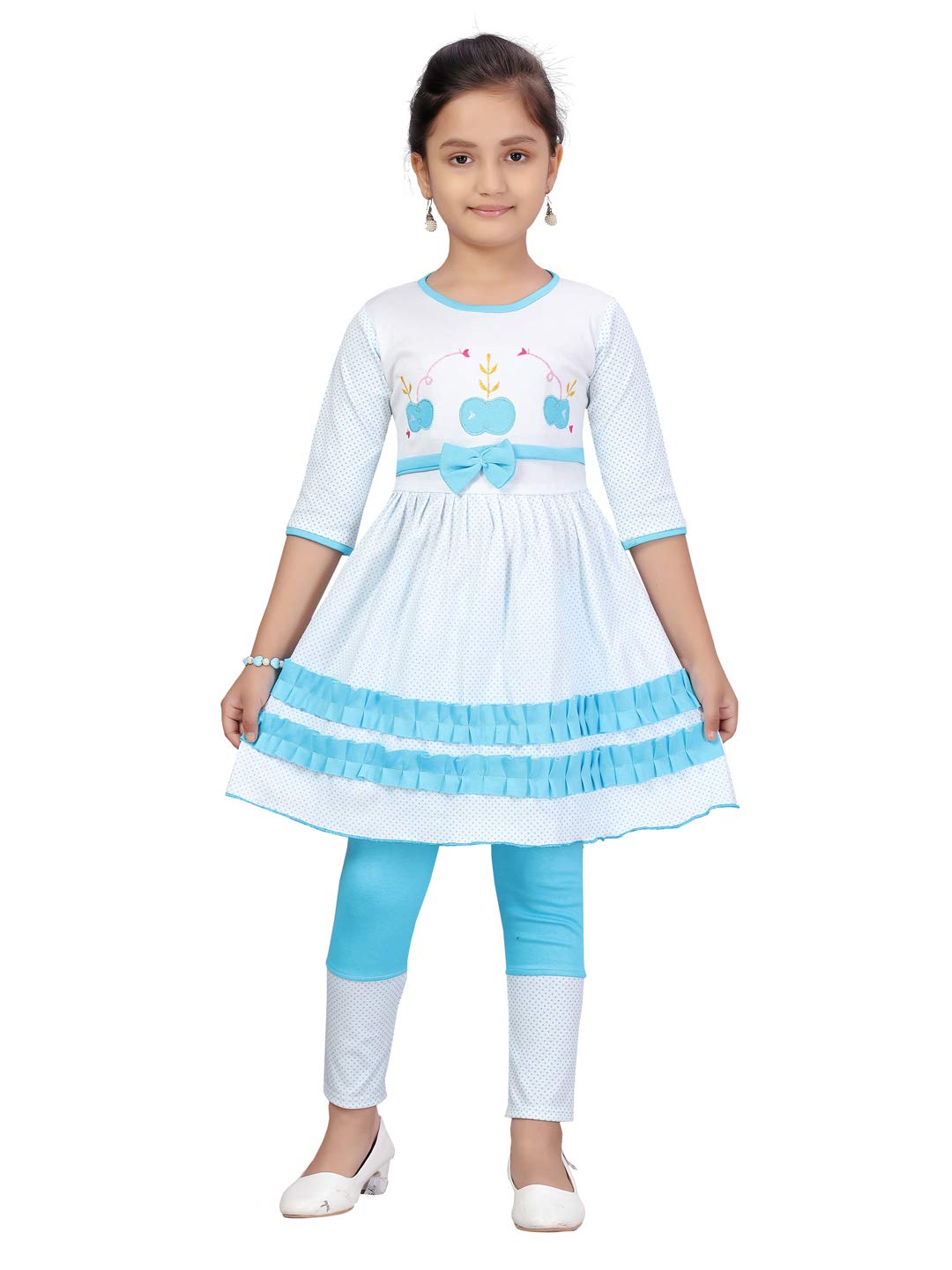 Aarika GirlS Cotton Top Pant Suit-Dress Set (Dr-Hb-158 Blue_26)