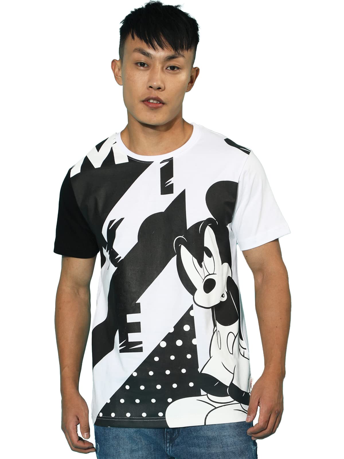 Veirdo Men's Cotton Regular Fit Cartoon Printed Short Sleeve T-Shirt