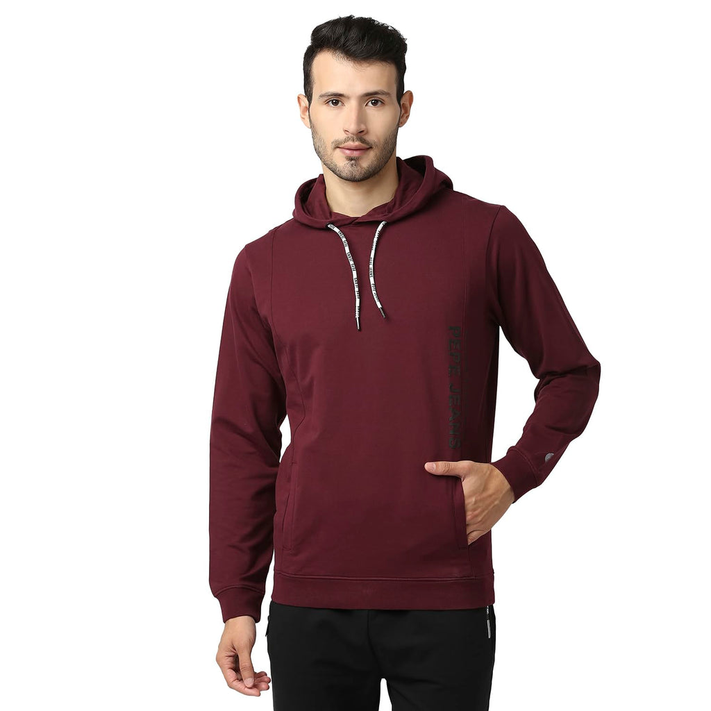 Pepe Jeans Mens Alan Placement Printed Sweatshirt, Burgundy,S