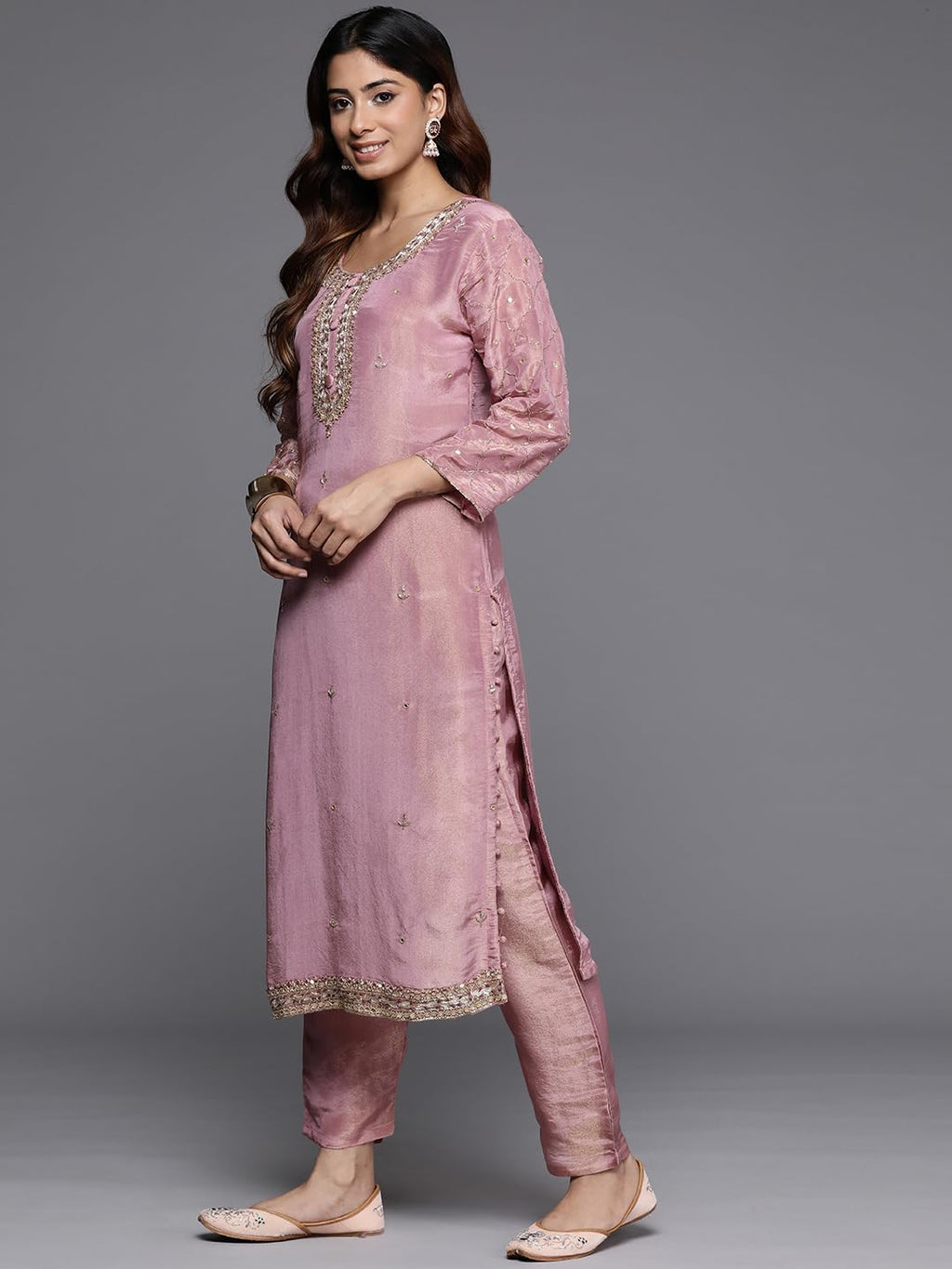 Varanga Women Beads And Sequins Embellished Kurta Paired With Bottom And Dupatta