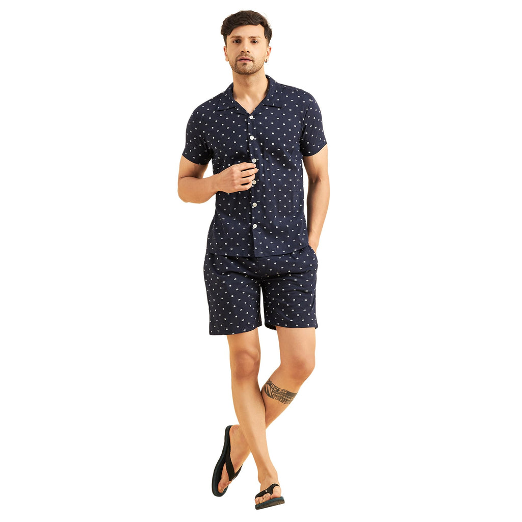 Sweet Dreams Men Prined Front Open Cords Set