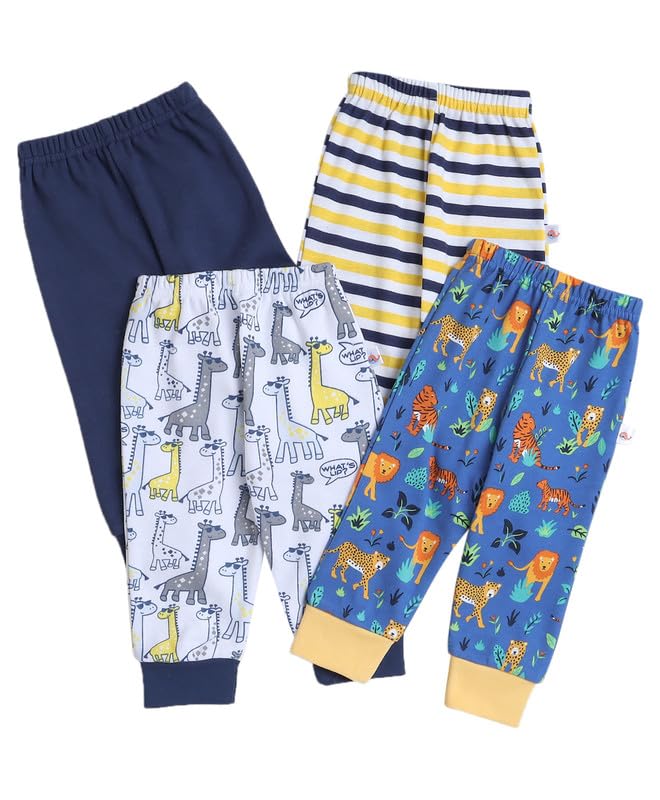 BUMZEE Navy & Blue Full Length Boys Pyjamas Pack of 4 Age - 3-6 Months (Peb8827B-nbl.blu)