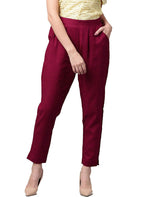 Digital Shopee Women Cotton Trouser Pant Regular Fit For Office School Formal Casual Daily Use Maroon