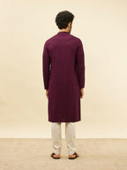 Manyavar Mens Purple Viscose CHIKANKARI Kurta Pyjama Set