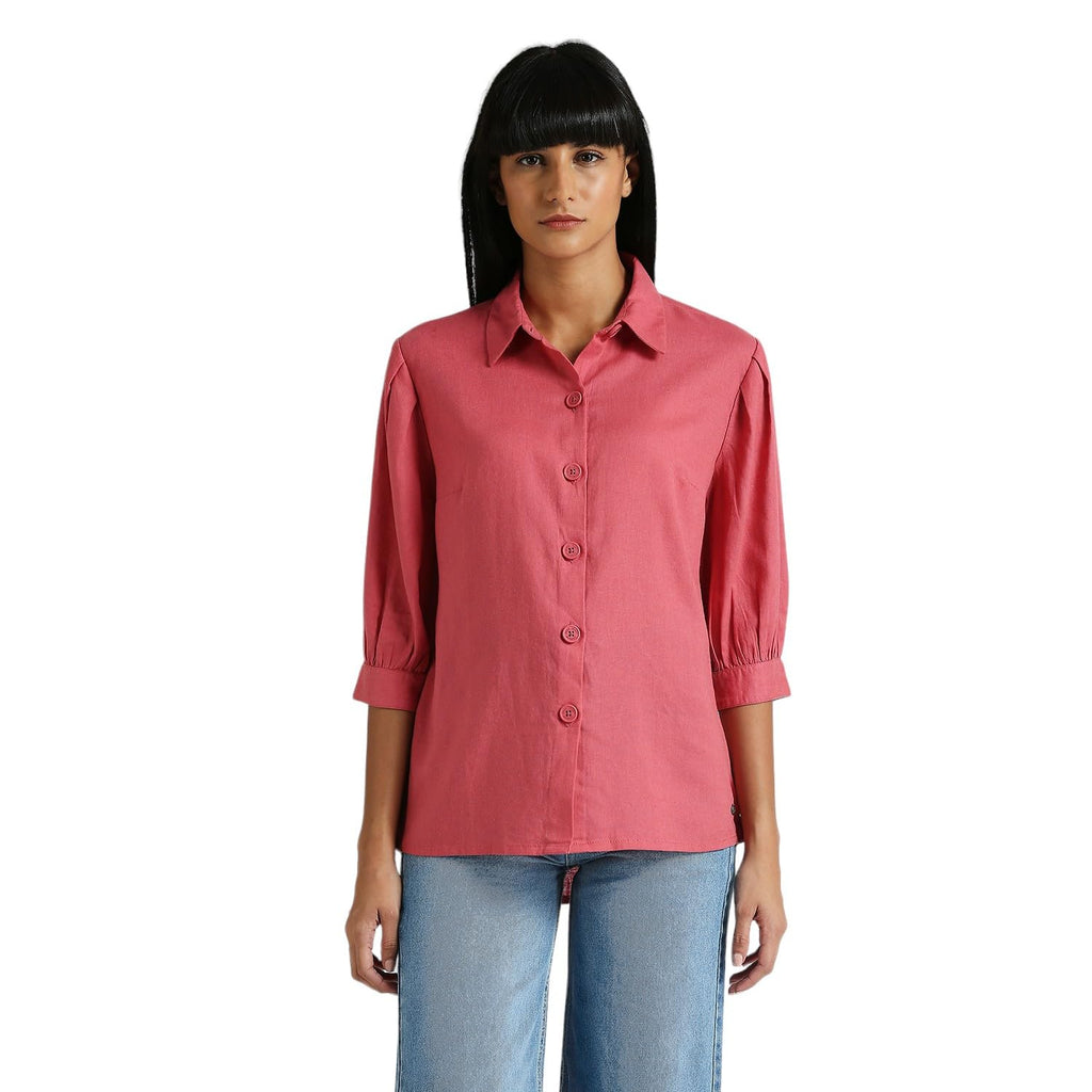 Pepe Jeans WomenS Solid Relaxed Fit Shirt (Pl304917_Petal Pink