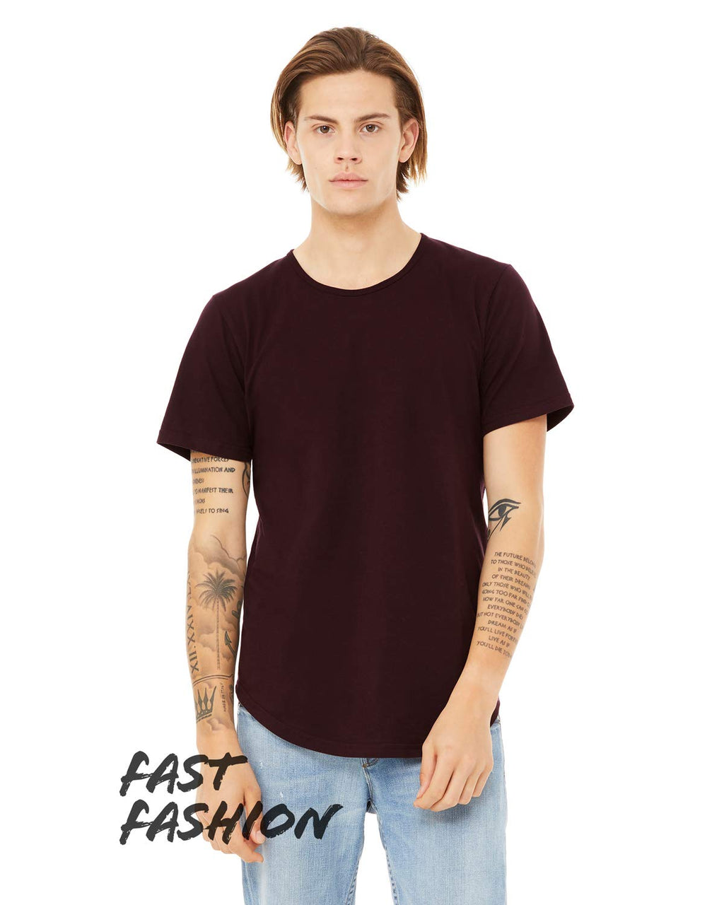FWD Fashion Mens curved Hem Short Sleeve T-Shirt - WHITE - S(D0102H7KP32)