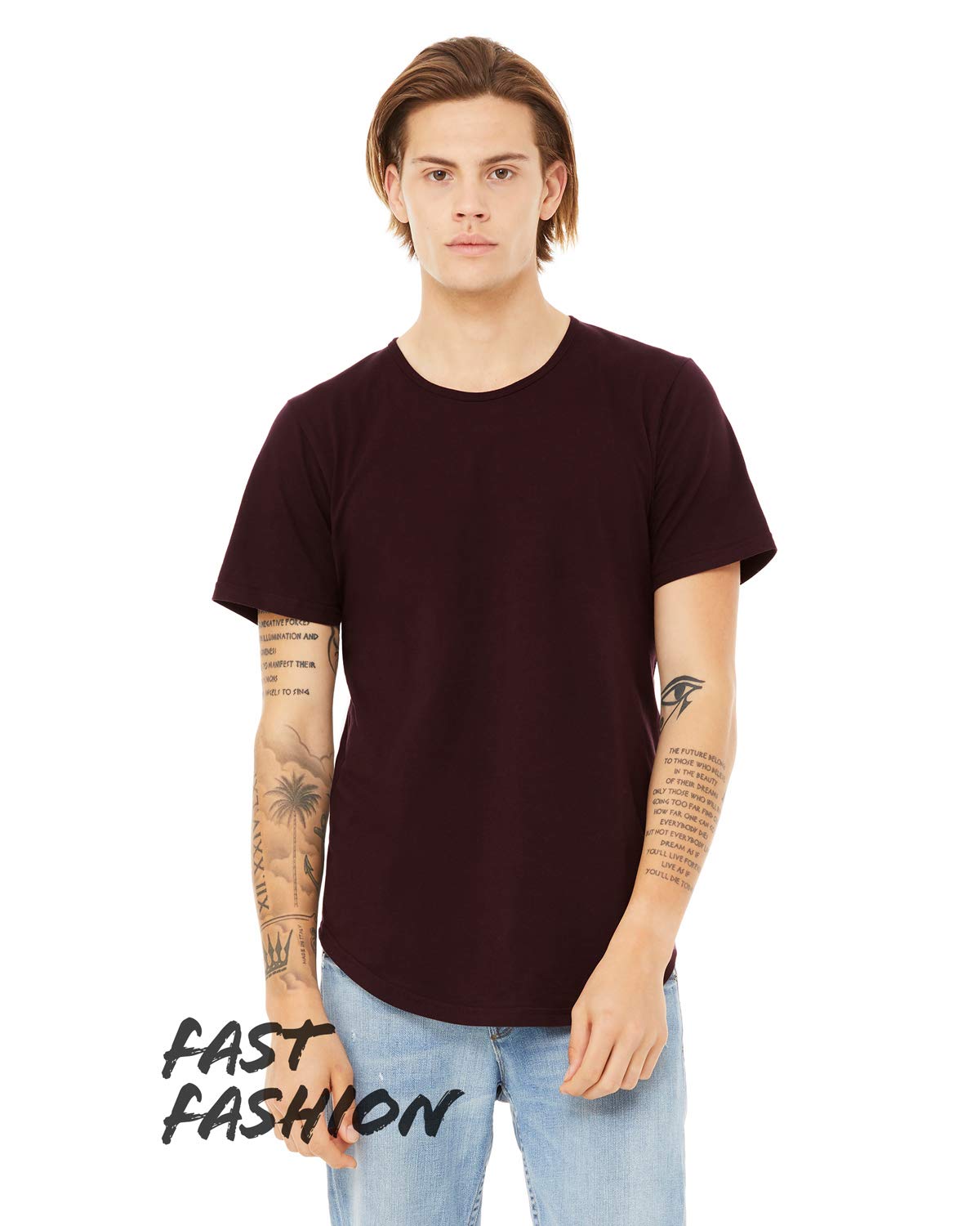 FWD Fashion Mens curved Hem Short Sleeve T-Shirt - WHITE - S(D0102H7KP32)