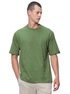 Bewakoof Air 1.0 Mens Solid Oversized Fit Half Sleeve Round Neck Cotton T-Shirt_ 580016 Green XL