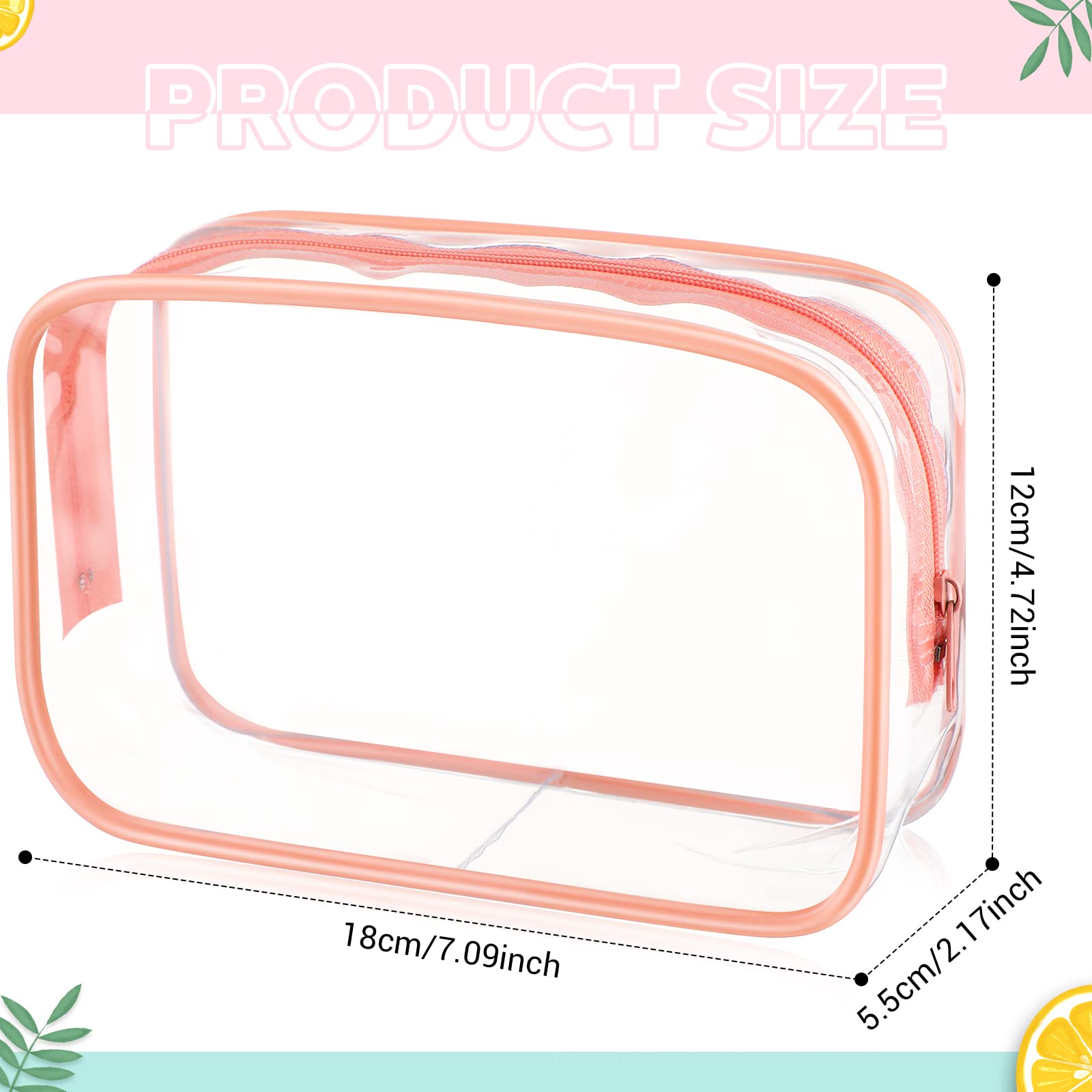 Weewooday 12 Pieces Clear Cosmetics Bag PVC Zippered Clear Toiletry Carry Pouch Cosmetic Makeup Bag Waterproof Makeup Bag Vinyl