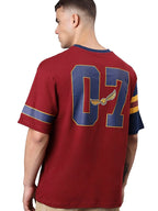 Bewakoof Mens Cotton Official Harry Potter Merchandise Graphic Printed Oversized T-Shirt_589298_Maroon_L