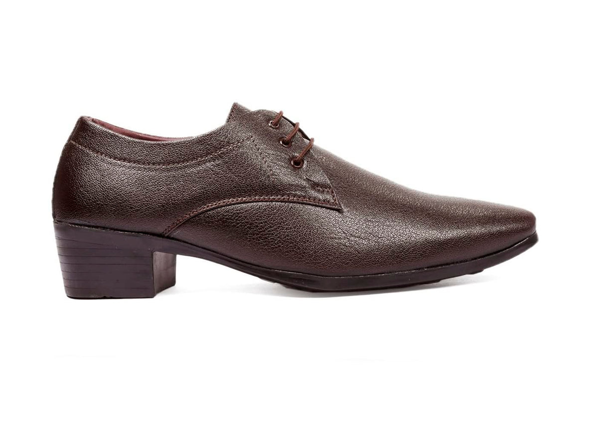 BXXY Mens 2 Inch Heel Height Increasing Brown Formal Derby laceUp Shoes 6 UK 6