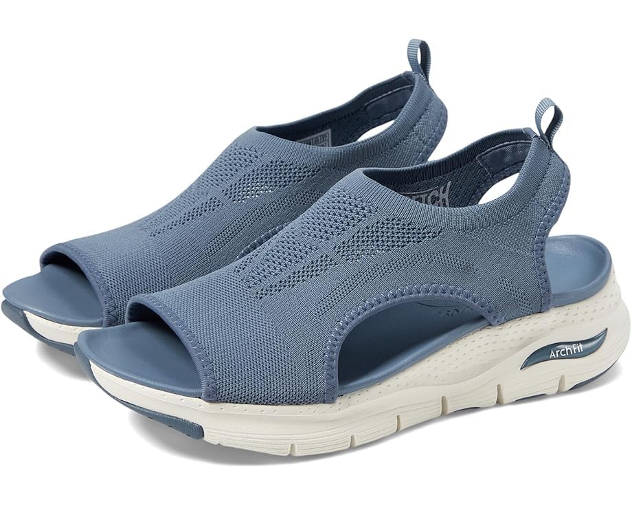 Skechers Arch Fit-City Catch Womens Knit Slip-On Sandals, Slate, 6