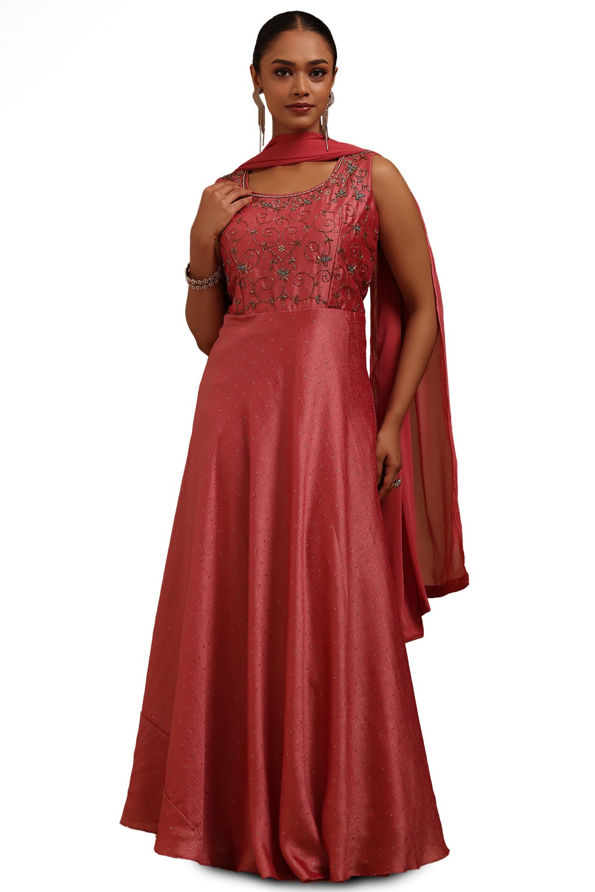 Soch Women Vichitra Embroidered Gown with Cutdana