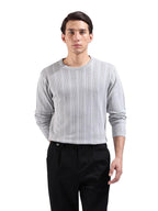 The Indian Garage Co Mens Slim Fit Textured Flatknit Full Sleeves Crew Neck T-Shirt