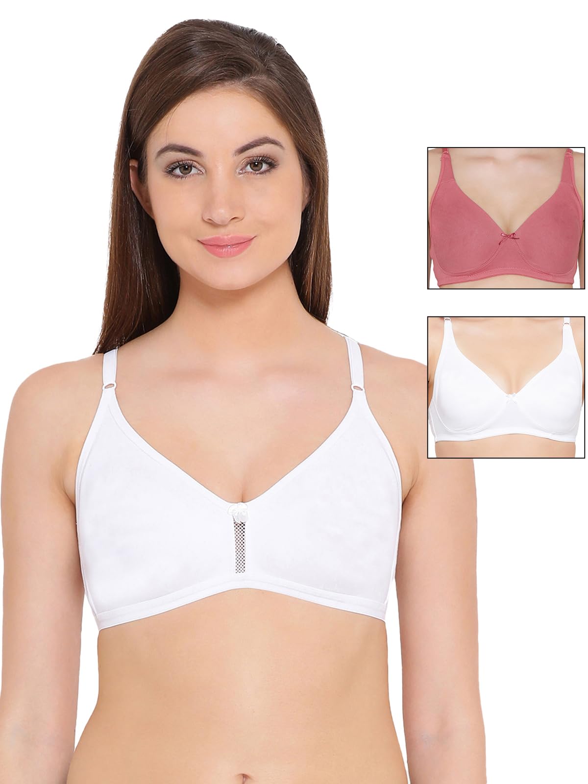 Clovia WomenS Cotton Pack Of 3 Non-Padded Non-Wired Full Coverage Bra (Combobr66_Multicolor_42B)