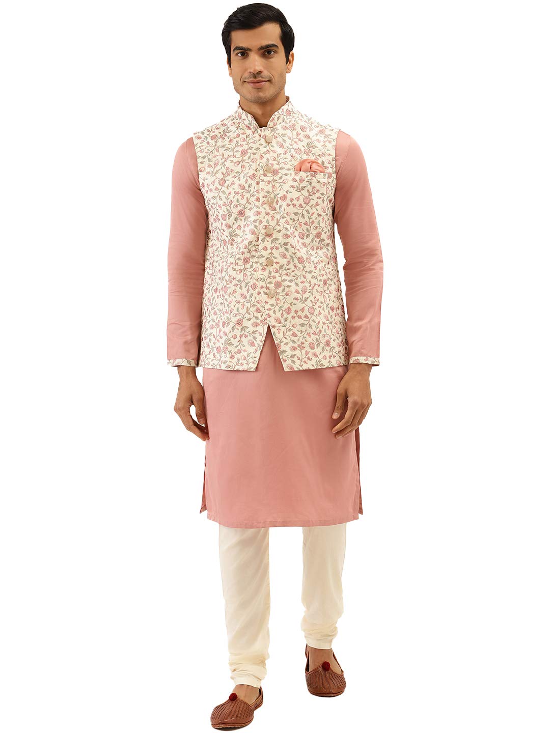 Manyavar Mens Cotton Blend Regular Ethinic Wear (JAST158_Gajari_2XL)