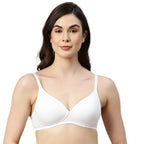 Enamor A039 Perfect Coverage Supima Cotton T-Shirt Bra- Padded Wirefree & Medium Coverage WHITE