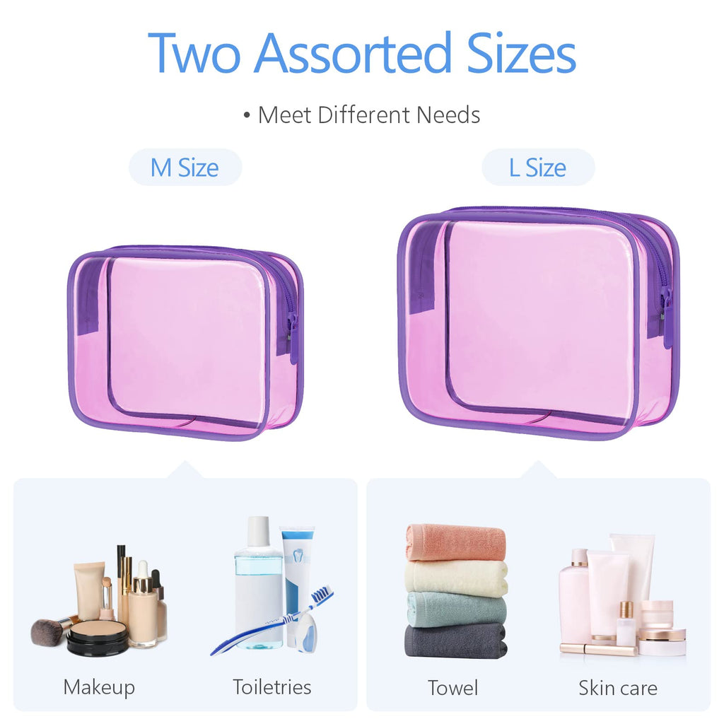 PACKISM Clear Makeup Bags, 2 Pack Clear Toiletry Bags with Zipper, Water-resistant Clear Cosmetic Bags Fit Travel Essentials, Ca