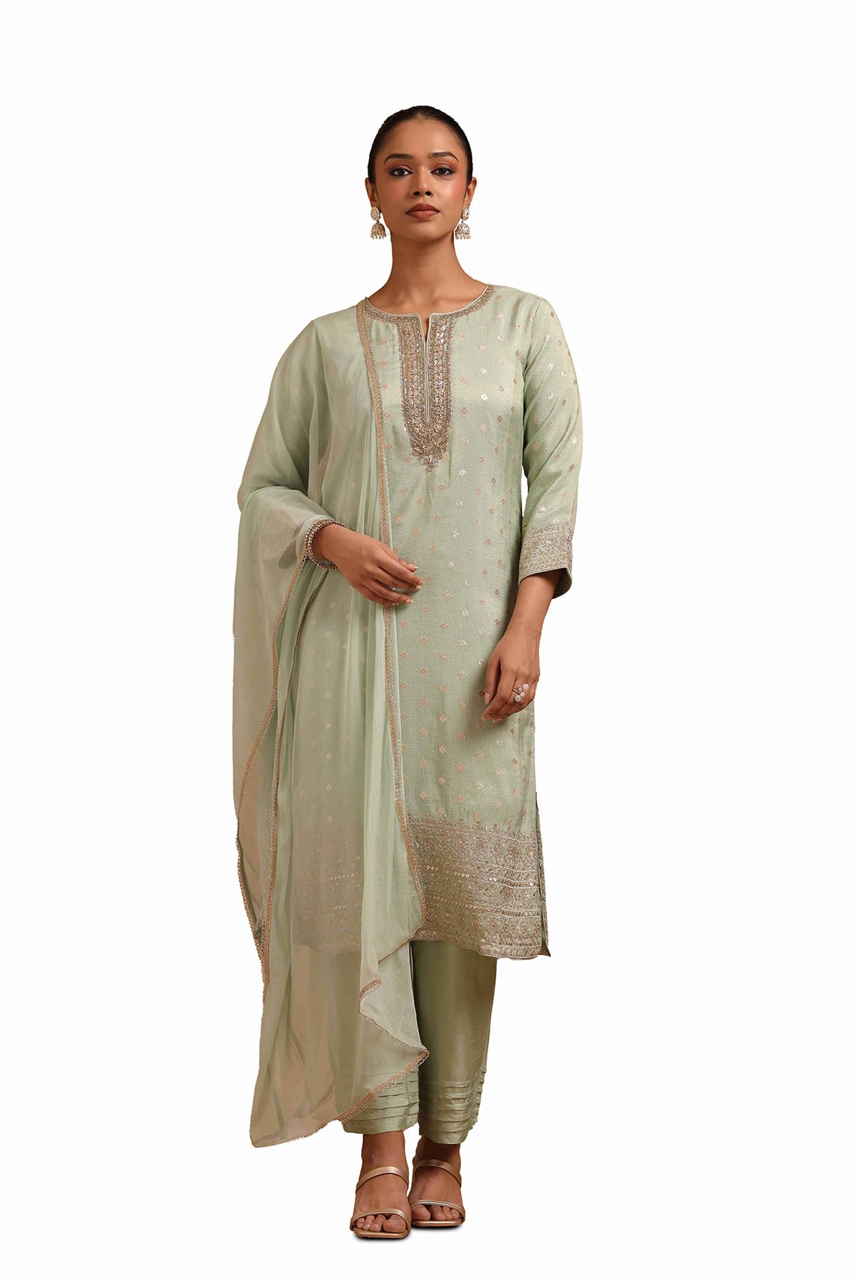 Soch Women Tissue Zari Woven Suit Set with Zardosi