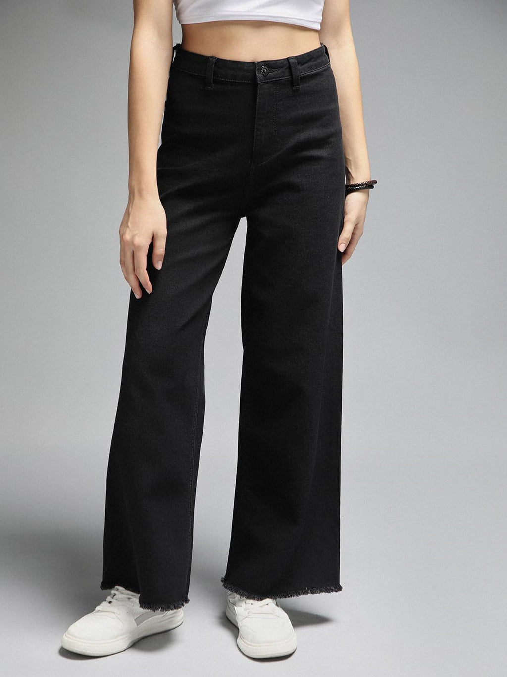 High Star Women Straight Fit High-Rise Clean Look Stretchable Jeans