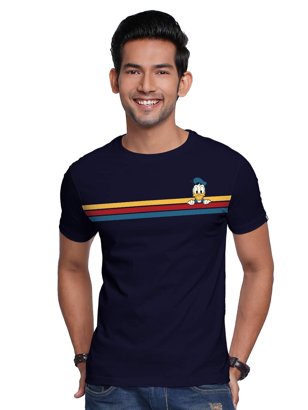 The Souled Store Donald Duck: Stripes T-Shirts for Men Blue