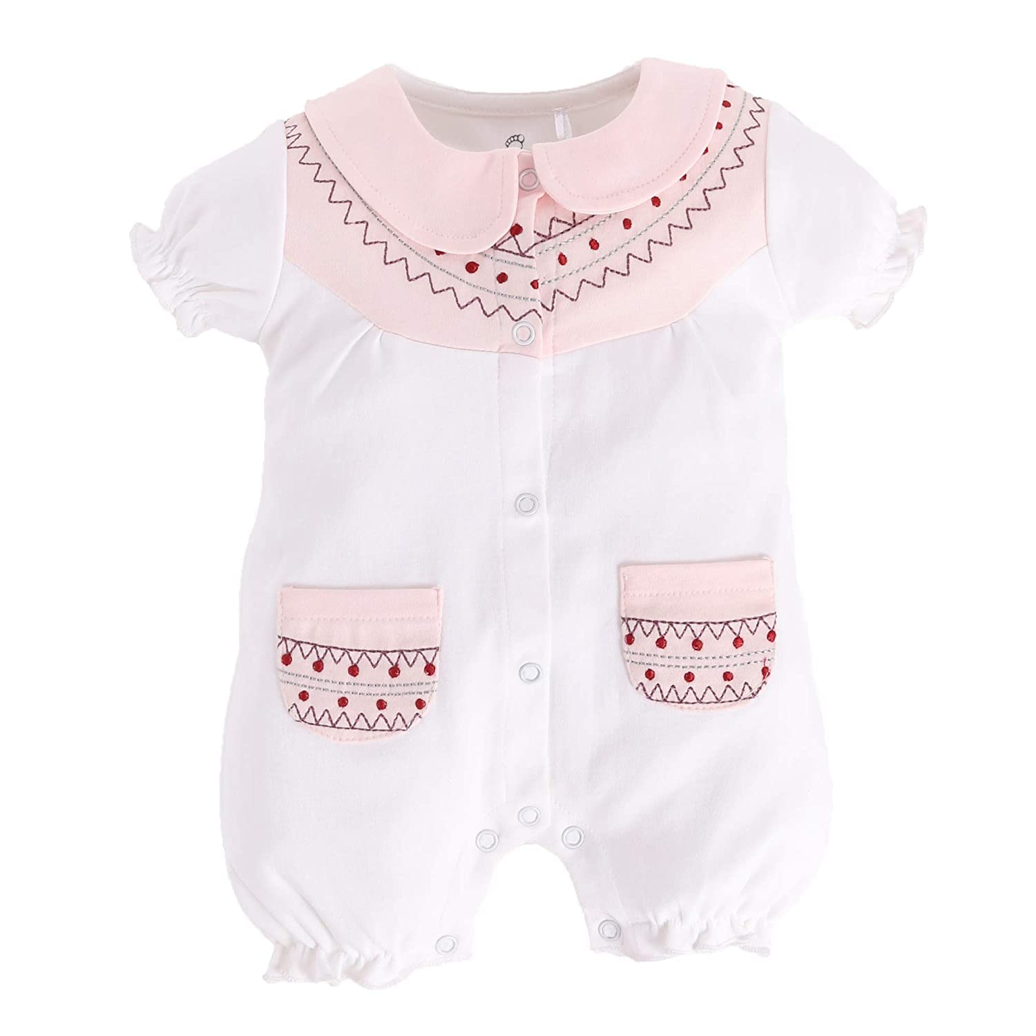 BabyGo Half Sleeves Baby Romper| 100% Cotton Rompers for New Born Baby| Baby Dress | Sleepsuit for Baby Girls| Onesies| 0-3M| 3-